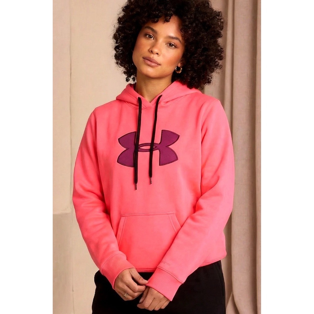 Under Armour Women's Fluorescent Pink Storm Hoodie Pullover Active Sweatshirt LG